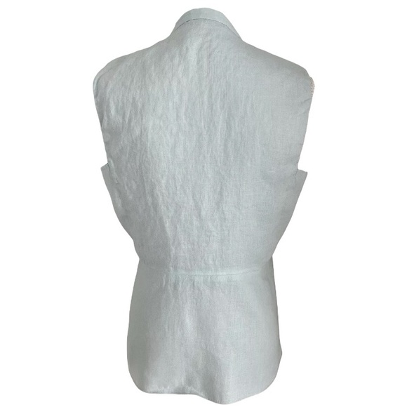 TORY BURCH Linen & Silk Button Down Sleeveless Peplum Style Top size 4 - Picture 5 of 14